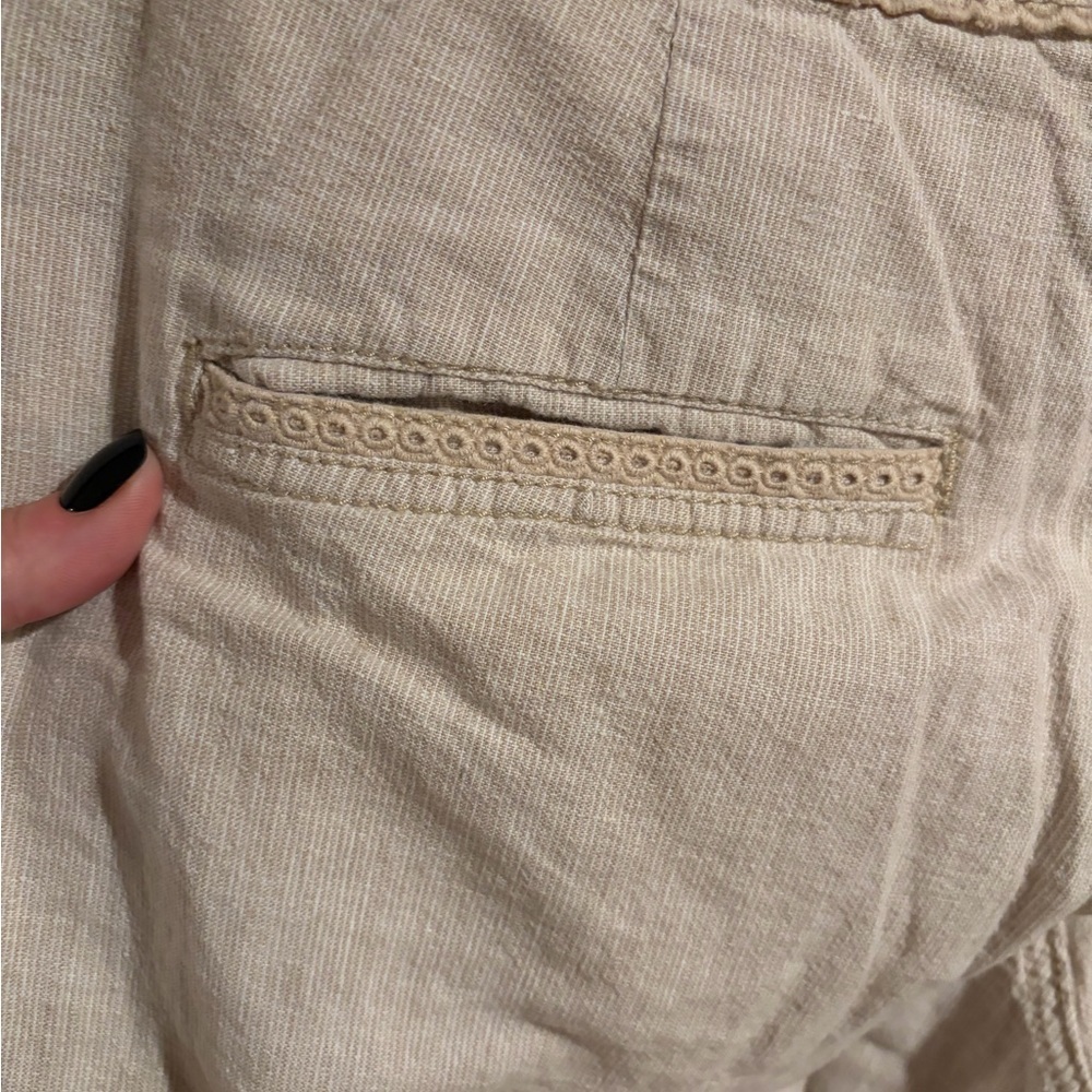 Pilcro & The Letterpress Cream Linen Blend Wide Leg Crop Pants Size 10P - Picture 3 of 5